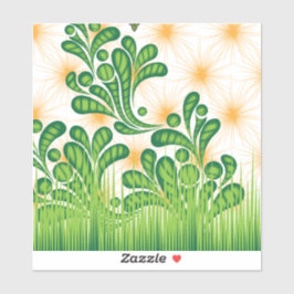 木を描いた芸術的緑と金ゴールド シール