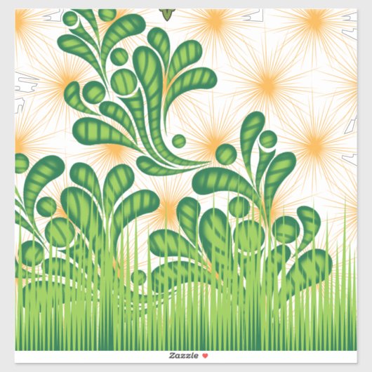 木を描いた芸術的緑と金ゴールド シール (シート)