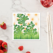 木を描いた芸術的緑と金ゴールド スタンダードカクテルナプキン (インサイチュ)