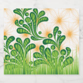 木を描いた芸術的緑と金ゴールド スパークリングワインラベル (シングルラベル)