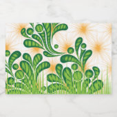 木を描いた芸術的緑と金ゴールド スパークリングワインラベル (シングルラベル)