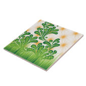 木を描いた芸術的緑と金ゴールド タイル (側面)