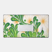 木を描いた芸術的緑と金ゴールド デスクマット (キーボード&マウス)