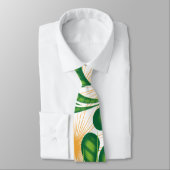 木を描いた芸術的緑と金ゴールド ネクタイ (タイ)