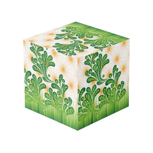 木を描いた芸術的緑と金ゴールド フォトキューブ (裏面アングル)