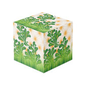 木を描いた芸術的緑と金ゴールド フォトキューブ (正面アングル)