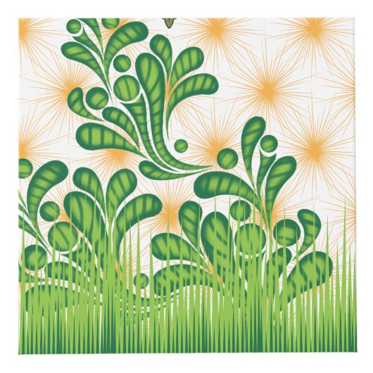 木を描いた芸術的緑と金ゴールド フォトキューブ (正面)