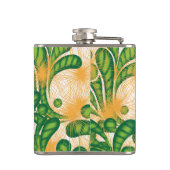 木を描いた芸術的緑と金ゴールド フラスク (裏面)