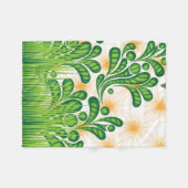 木を描いた芸術的緑と金ゴールド フリースブランケット (正面(横))