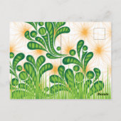 木を描いた芸術的緑と金ゴールド ポストカード (裏面)