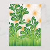 木を描いた芸術的緑と金ゴールド ポストカード (正面)