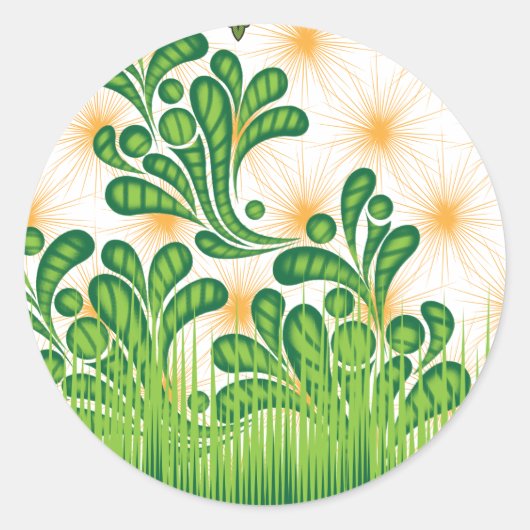 木を描いた芸術的緑と金ゴールド ラウンドシール (正面)