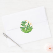木を描いた芸術的緑と金ゴールド ラウンドシール (封筒)