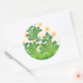 木を描いた芸術的緑と金ゴールド ラウンドシール (封筒)