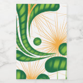 木を描いた芸術的緑と金ゴールド ワインラベル (シングルラベル)