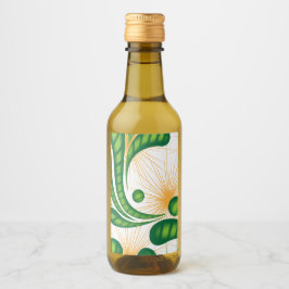 木を描いた芸術的緑と金ゴールド ワインラベル