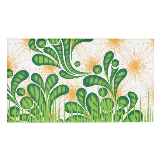 木を描いた芸術的緑と金ゴールド 名札 (正面)