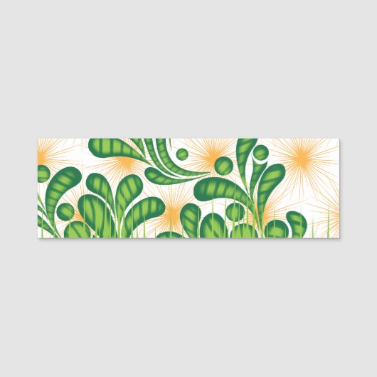 木を描いた芸術的緑と金ゴールド 名札 (正面)