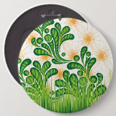 木を描いた芸術的緑と金ゴールド 缶バッジ (正面&裏面)