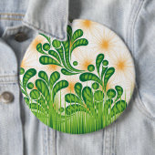 木を描いた芸術的緑と金ゴールド 缶バッジ (インサイチュ)