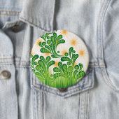 木を描いた芸術的緑と金ゴールド 缶バッジ (インサイチュ)