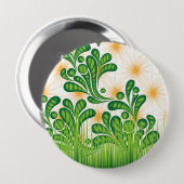 木を描いた芸術的緑と金ゴールド 缶バッジ (正面&裏面)