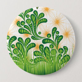 木を描いた芸術的緑と金ゴールド 缶バッジ