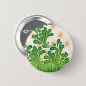 木を描いた芸術的緑と金ゴールド 缶バッジ (正面&裏面)