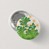 木を描いた芸術的緑と金ゴールド 缶バッジ (正面&裏面)