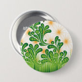 木を描いた芸術的緑と金ゴールド 缶バッジ (正面&裏面)