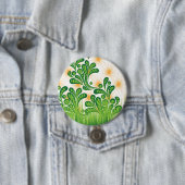 木を描いた芸術的緑と金ゴールド 缶バッジ (インサイチュ)