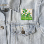 木を描いた芸術的緑と金ゴールド 缶バッジ (インサイチュ)