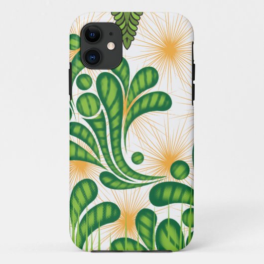 木を描いた芸術的緑と金ゴールド Case-Mate iPhoneケース (裏面)