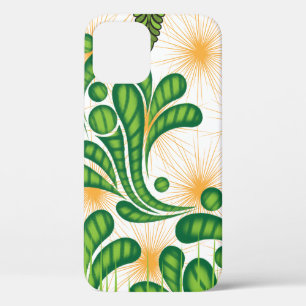 木を描いた芸術的緑と金ゴールド iPhone 12 PROケース