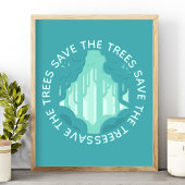 木を救おう ティール 円形 森 現代 エコロジー ポスター