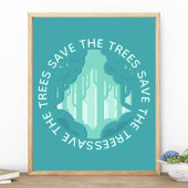 木を救おう ティール 円形 森 現代 エコロジー ポスター