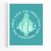 木を救おう ティール 円形 森 現代 エコロジー ポスター