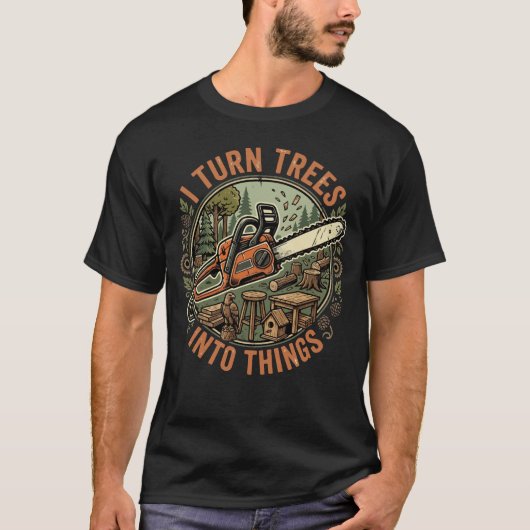木を有用にする 木工職人のユーモア Tシャツ (正面)