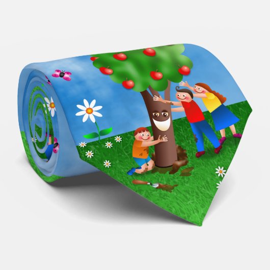 木を植えているTu B'Shevatを祝っている子供 ネクタイ (ロール)