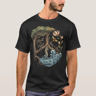 木を植えようミツバチを救え平和のピースサイン地球 Tシャツ