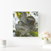 木を磨く スクエア壁時計 (ホーム)