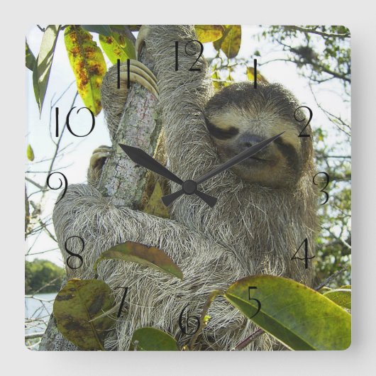 木を磨く スクエア壁時計 (正面)