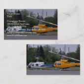 木を背景にしたツイン·ヒューイ·ヘリコプター 名刺 (正面/裏面)