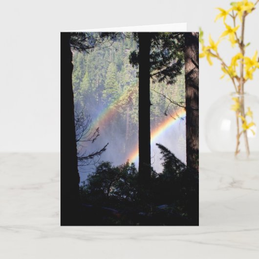 木を通した二重虹 カード (黄色い花)