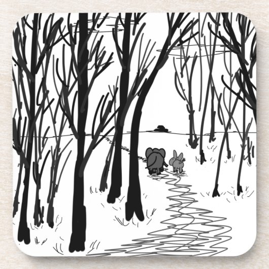 木を通るろばおよび象の歩行 コースター (正面)