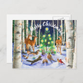 木を集めるクリスマスの挨拶 シーズンポストカード (正面/裏面)