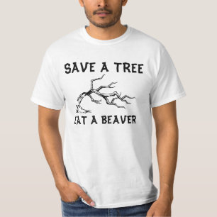 木を食べますビーバーのTシャツを救って下さい Tシャツ