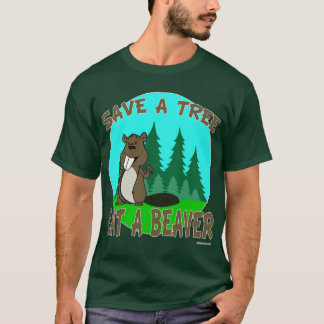 木を食べますビーバーを救って下さい Tシャツ