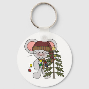 木を飾っているクリスマスのマウス キーホルダー
