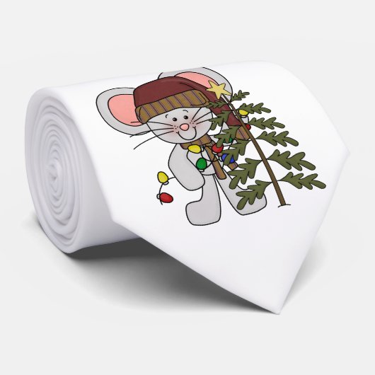 木を飾っているクリスマスのマウス ネクタイ (ロール)